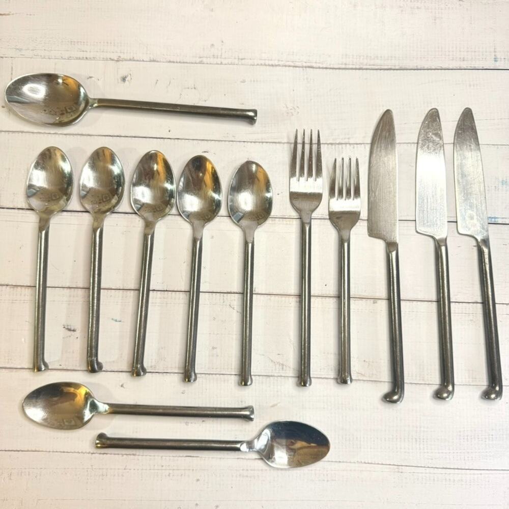 13 pc Set Flatware Modern Minimal Forged Stainless Steel 18/10 China Artisan